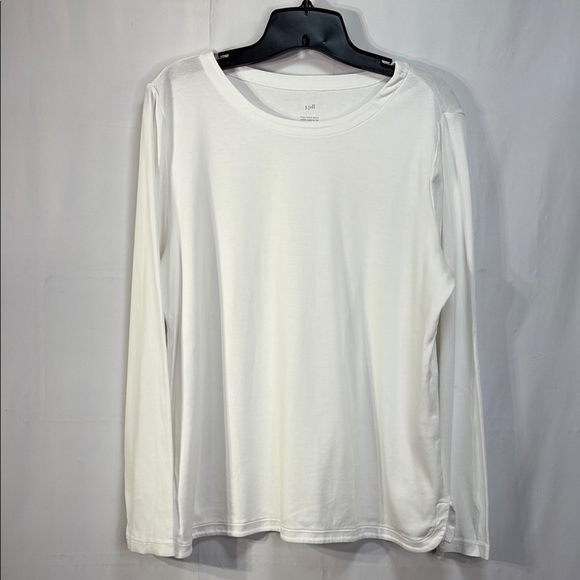 J. Jill Cream Fitted Long Sleeve Tee crewneck, Pima cotton - Picture 1 of 5